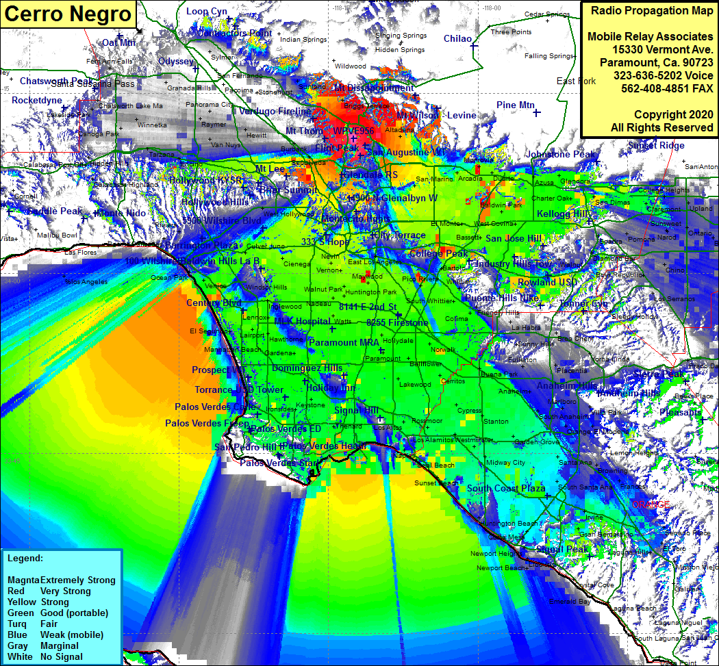 heat map radio coverage Cerro Negro